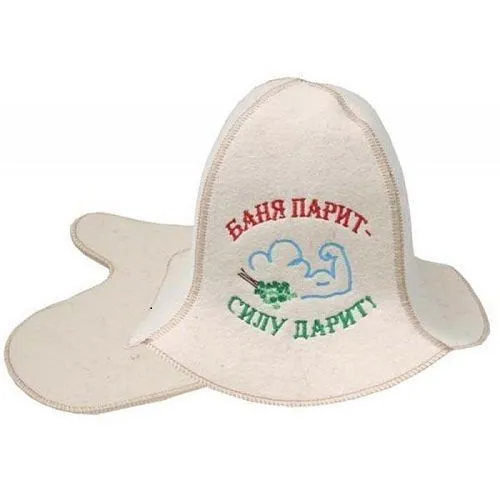 Комплект НП "Баня парит силу дарит" белый (2 предмета) Комплект НП "Баня парит силу дарит" белый (2 предмета)