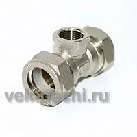 Тройник 20*15*20 для крана мини слив с т/о (6шт/уп)          Т/S 20*1/2*20 НР НИКЕЛЬ, тройник труба-вн.резьба-труба, УСИЛЕННЫЙ, Lavita