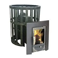 Печь банная чугунная  " Воевода " 20 дверца со стеклом ( сетка ) старого образца