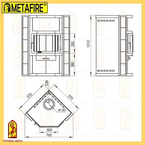 Печь - камин " Амур призматик угловой " фото 2