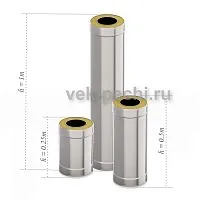 Сэндвич - труба   1,0 метр   200/280   нерж/нерж  1,0 ММ/0,5 мм