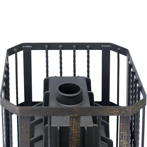 Печь банная ЧУГУННАЯ " Сибирь 32 " Каминная дверца 375х300 (кованная сетка ) со СТЕКЛОМ фото 3