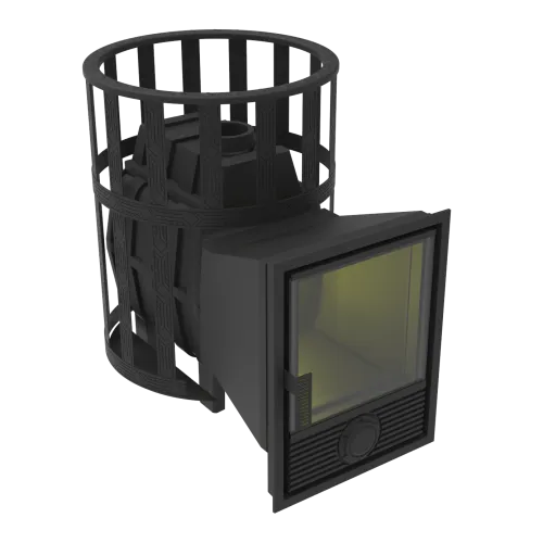 Печь банная чугунная  " Воевода " 15 Д - 1 со стеклом 320х320, сетка