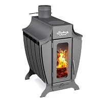 Печь отопительно - варочная Стокер - 120 G АКВА со стеклом, дрова/газ (Ермак) 