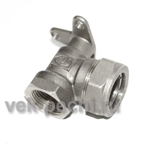 Угол с креплением 15*15 (10шт/уп)  E/S (W) 15*1/2 НР, НИКЕЛЬ, угольник с креплением труба-вн.резьба, УСИЛЕННЫЙ, Lavita 