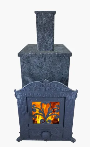 Верона Verona 50 Чугунная печь-камин ЗАКРЫТАЯ КАМЕНКА В КАМЕННОЙ ОБЛИЦОВКЕ, Березка фото 2