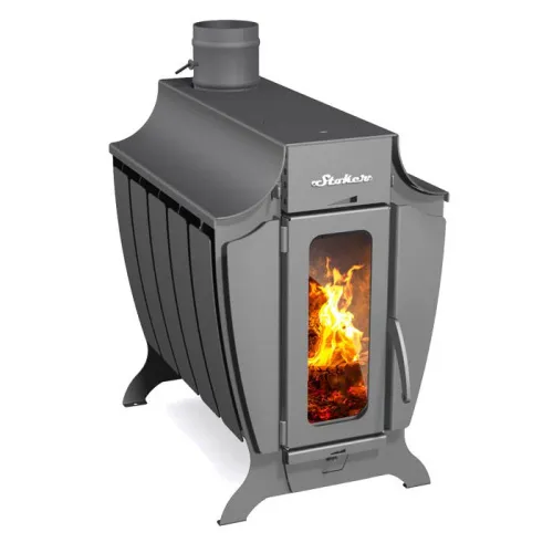 Печь отопительно - варочная Стокер - 150 G со стеклом, дрова/газ (Ермак) 