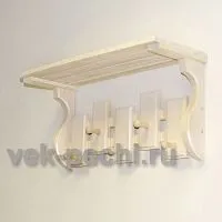 Полка с вешалкой 6 крючков  ( Н ) ( Мебель для бани )