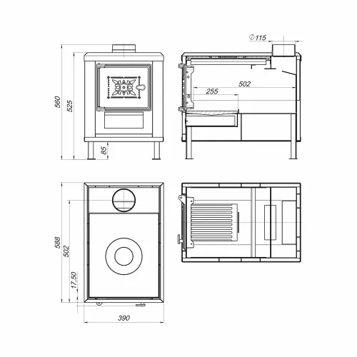 Печь отопительно - варочная Садовая ПО-150 ЧП Ермак  фото 2