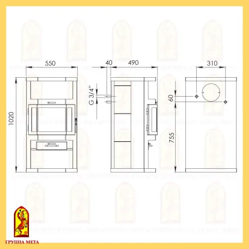 Печь - камин " Ангара Аква призматик " фото 2