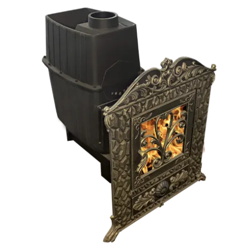 Верона Verona 50 Чугунная печь-камин ЗАКРЫТАЯ КАМЕНКА , В КАМЕННОЙ ОБЛИЦОВКЕ + ОБЛ ДЫМ 500, Березка фото 3