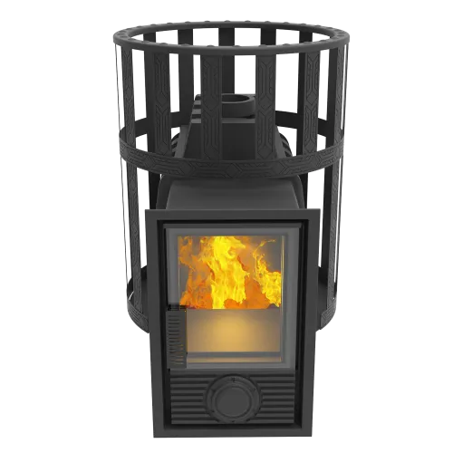 Печь банная чугунная  " Воевода " 15 Д - 2 со СТЕКЛОМ 230х270, сетка фото 5