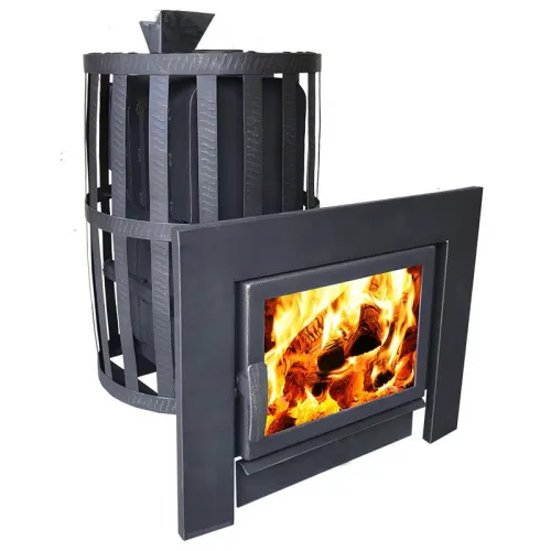 Печь банная чугунная  " Воевода - Флагман " 20 со СТЕКЛОМ ( сетка ) ЗАКРЫТАЯ КАМЕНКА Березка