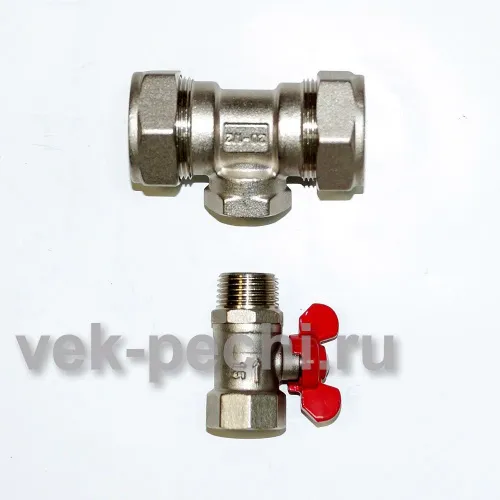 Тройник 20*15*20 для крана мини слив с т/о (6шт/уп)          Т/S 20*1/2*20 НР НИКЕЛЬ, тройник труба-вн.резьба-труба, УСИЛЕННЫЙ, Lavita фото 2