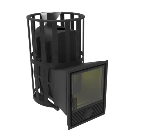 Печь банная чугунная  " Воевода " 15 Д - 1 со стеклом 320х320, сетка, ЗАКРЫТАЯ КАМЕНКА