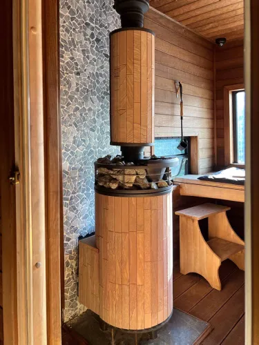 Печь банная "Атмосфера XL" Окаменевшее дерево ламель+сетка ПроМеталл фото 2