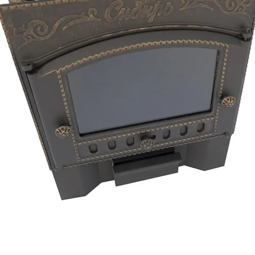 Печь банная ЧУГУННАЯ " Сибирь - 24 " Каминная дверца 375х300 (кованная сетка) со СТЕКЛОМ фото 6