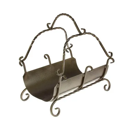 Дровница сплошная Большая с поддоном ( бронза ) М ковка в.600/ш.600/г.400