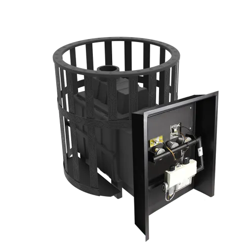 Печь банная чугунная " Воевода " 20 ГАЗ  (Сетка) горелка в комплекте