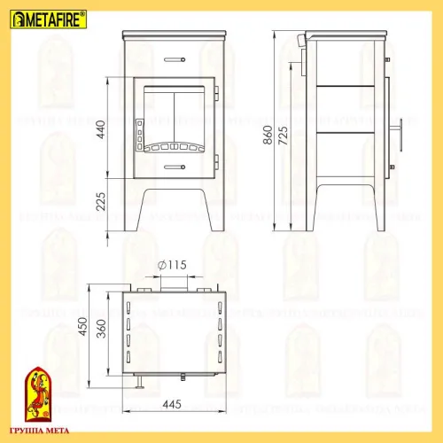 Печь - камин " Пехорка 6 с плитой " фото 3