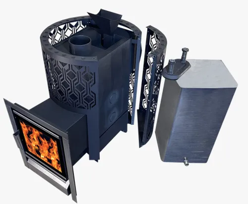 Печь банная " Народная " 26 нерж. AISI 430  со стеклом каминным ( сетка разборная ) ЗАКРЫТАЯ КАМЕНКА фото 9