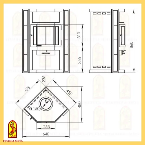 Печь - камин " Нева угловая призматик " фото 2