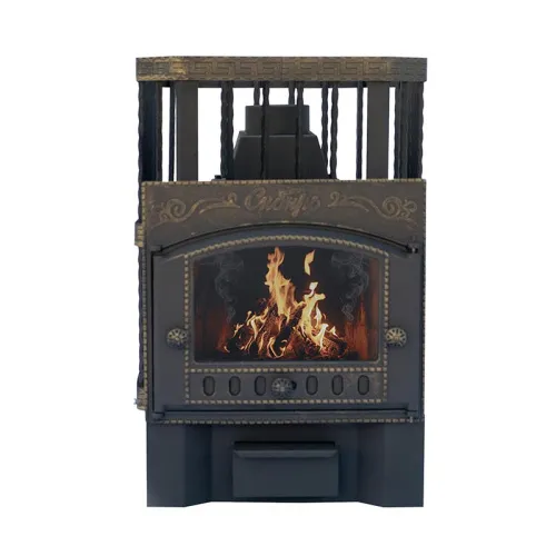 Печь банная ЧУГУННАЯ " Сибирь - 24 " Каминная дверца 375х300 (кованная сетка) со СТЕКЛОМ фото 3