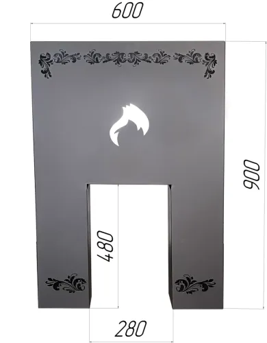 Экран фронтальный 600х900 для печей для печей Березка (дверка ДТ-4, Д-2)