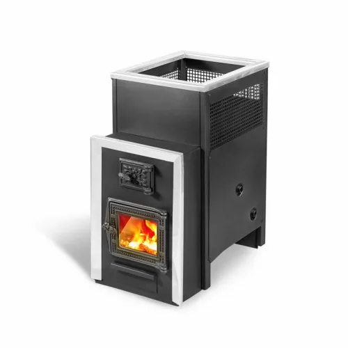 Печь банная 8-6 мм Радуга 30 со СТЕКЛОМ, с теплообменником из нерж. стали Пр/Лев