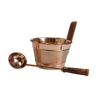 Набор из меди : Бадья 4л. и ковш " Банные штучки " 