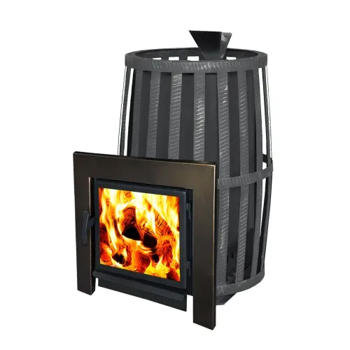 Печь банная " Флагман " 18  со СТЕКЛОМ ( сетка ) ЗАКРЫТАЯ КАМЕНКА Березка