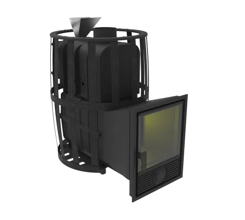 Печь банная чугунная  " Воевода " 20 Д - 1 со стеклом 320х320, сетка ЗАКРЫТАЯ КАМЕНКА