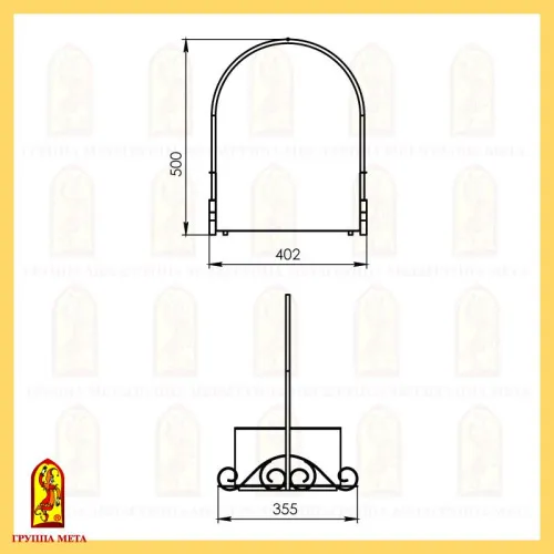 Дровница ДРА 12 ч  цвет черный витая ручка фото 2