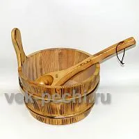 Набор жженая сосна с пл. вставкой шайка 4 л + ковш DoorWood