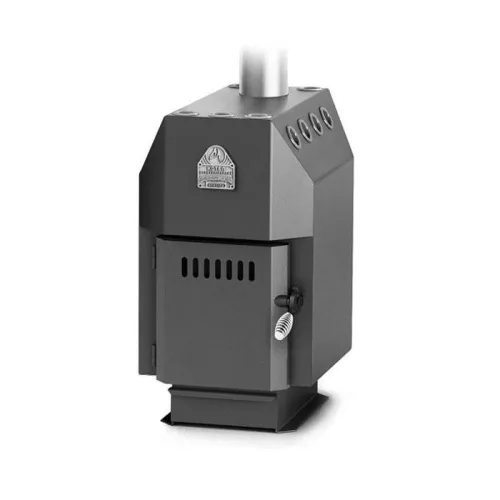 Печь отопительная Инженер на угле, чуг.дв. со стеклом, труба сверху 