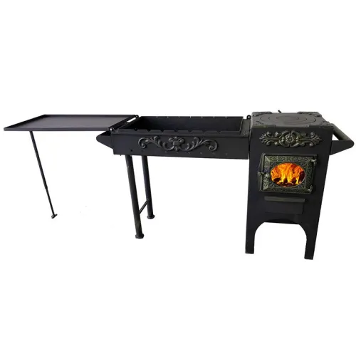 Печь - мангал " Березка Эксклюзив "  со стеклом ( ковка )