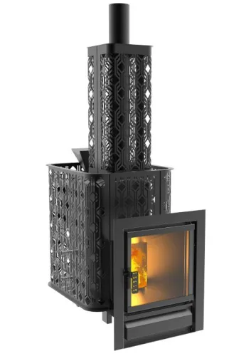 Верона Verona 18 Чугунная печь, Закрытая каменка нерж. AISI 304, Березка фото 6