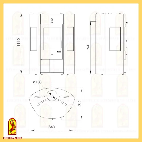Печь - камин " Енисей - 2 " без плиты Новая фото 2
