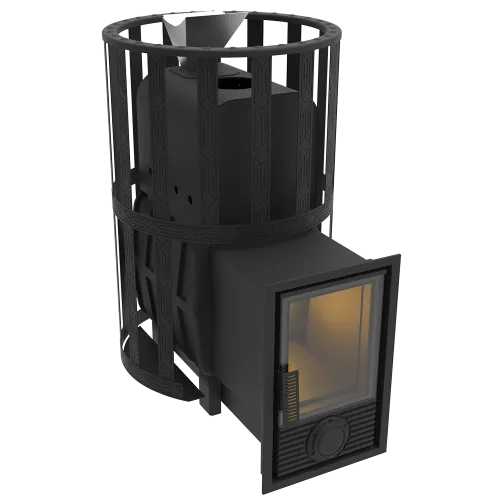 Печь банная чугунная  " Воевода " 15 Д - 2 со стеклом 230х270, сетка, ЗАКРЫТАЯ КАМЕНКА