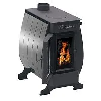 Печь отопительная с плитой СИБИРЯЧКА 9 кожух нерж. сталь, дверца со стеклом