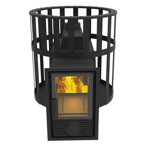 Печь банная чугунная  " Воевода " 20 Д - 2 со СТЕКЛОМ 230х270, сетка  фото 6