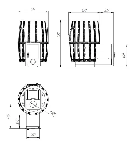 Печь банная " Витязь " 18 Д - 2 со стеклом 230х270, сетка, ЗАКРЫТАЯ КАМЕНКА d 130 фото 2