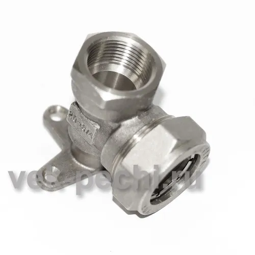 Угол с креплением 15*15 (10шт/уп)  E/S (W) 15*1/2 НР, НИКЕЛЬ, угольник с креплением труба-вн.резьба, УСИЛЕННЫЙ, Lavita  фото 3