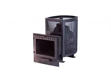 Печь банная ЧУГУННАЯ " Сибирь - 20 " ( сетка ) со СТЕКЛОМ