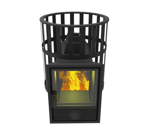 Печь банная чугунная  " Воевода " 15 Д - 1 со стеклом 320х320, сетка фото 5