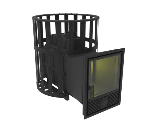 Печь банная чугунная  " Воевода " 20 Д - 1 со СТЕКЛОМ 320х320, сетка