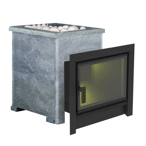 Печь банная " Флагман " 15 В КАМЕННОЙ ОБЛИЦОВКЕ