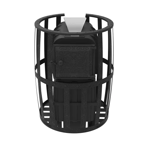 Печь банная чугунная " Воевода " 20 ГАЗ Сетка, Закрытая Каменка, горелка в комплекте фото 2