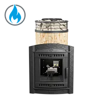 Печь банная "Атмосфера L" Окаменевшее дерево ламель+сетка с газовой горелкой ПроМеталл