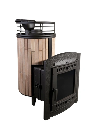Печь банная "Атмосфера L" Окаменевшее дерево ламель+сетка ПРоМеталл